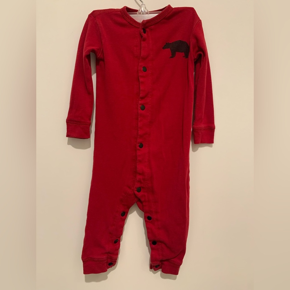 Little Blue House red “Bear Bum” long sleeve onesie. Size 6-12 months.